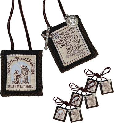 Scapulars Catholic 3 Pack Bulk Brown Scapular of Our Lady of Mount Carmel