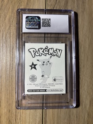 1999 Merlin Series 1 Ash & Pikachu Pokemon Sticker Holo #S2 CGC 10