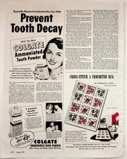 Colgate Ammoniated Tooth Powder 1949 Vintage Print Advertisement