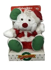 Vintage 1991 Fisher Price Puffalumps Plush White Christmas Santa Mouse New