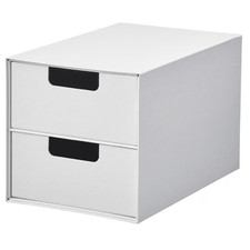 Mini Cassettiera 2 Cassetti Portaoggetti Bianco 16x25cm Scrivania Organizer Adatto per Librerie BILLY