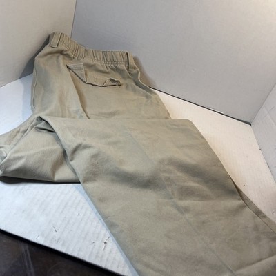 Lands End Traditional Fit Cargo Pants Mens X-Large Beige Elastic Waist Workwear