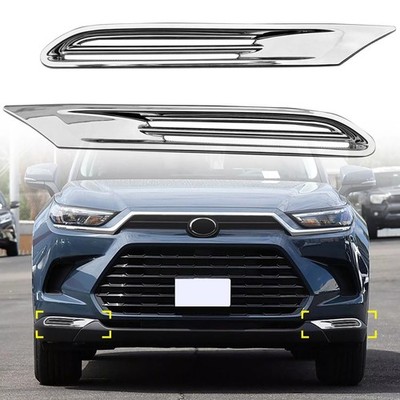 ABS Chrome Front Fog Light Cover Trim For Toyota Grand Highlander 2023-2025