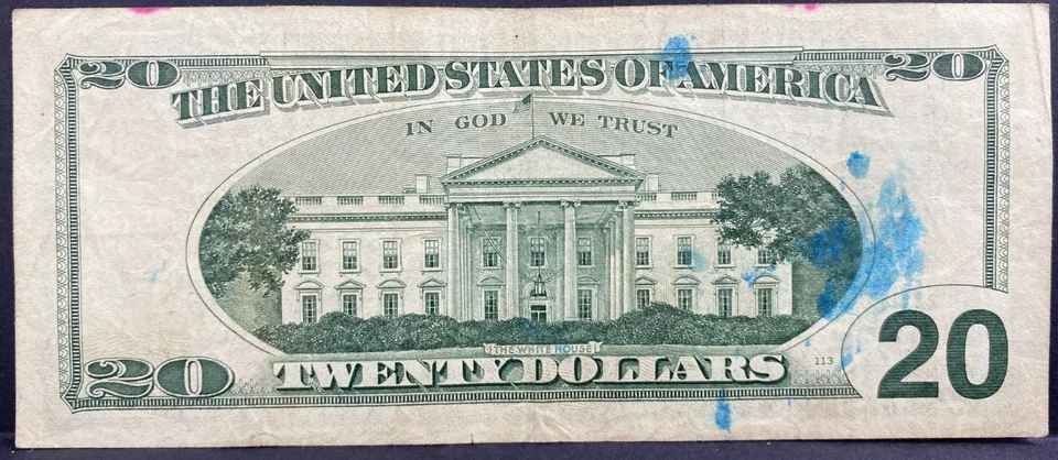 U.S., 1996, $20.00 Currency Note, Color Change Red Seal, circulated - Image 4 of 4