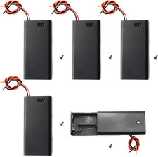5Pcs 2X 1.5V AA Battery Holder Case with On/Off Switch and Wire Leads