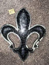 Fleur De Lis Mosaic Wall Art Plaque Rock Glass Decoration