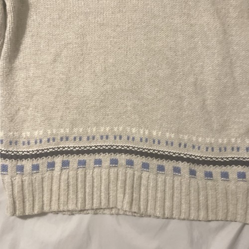American Eagle Sweater Men MED Beige Blue Fair Isle Shawl Collar Heritage Dad - Picture 4 of 18