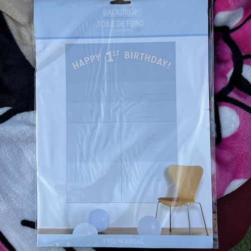 Happy 1st Birthday Backdrop 4pc. New in bag. Free shipping.