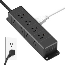 40W Fast Charging Under Desk Power Strip with Switch,12 Outlet Mountable Power S