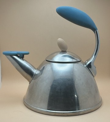 Vintage Michael Graves Target Tea Kettle 18/10 Stainless Blue Missing Whistle