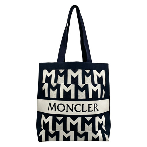 MONCLER Knit Tote Tote Bag Nay x White