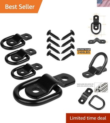 Zinc-Plated 2400 lb D Ring Tie Down Hooks - 4-Pack for Secure Cargo Transport