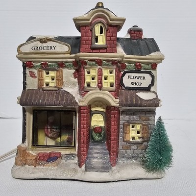 Winter Valley Grocery & Flower Shop Porcelain Lighted House Victorian Collection
