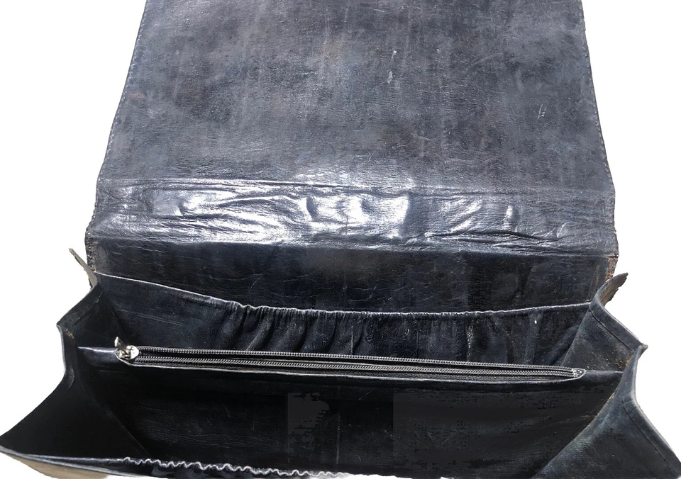 Vintage 1960s Genuine Crocodile Hornback Handbag Purse Crossbody Black Handmade - Image 4 of 4