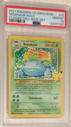 2021 Pokemon Celebrations Classic Collection PSA 10 Base Set Venusaur Holo #15