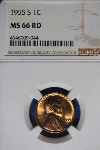 1955 S NGC M66RD LINCOLN WHEAT CENT #B50737