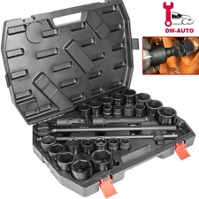 3/4" Drive Impact Socket Set, 27 pcs Standard SAE (7/8" to 2") & Metric(22-50mm)