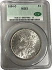 1884 O Morgan Silver Dollar $1 Beautiful High Grade Coin CAC MS 63 #46