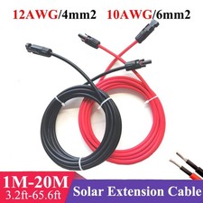 1 Pair Solar Extension Cable 10/12AWG Male Female Connectors