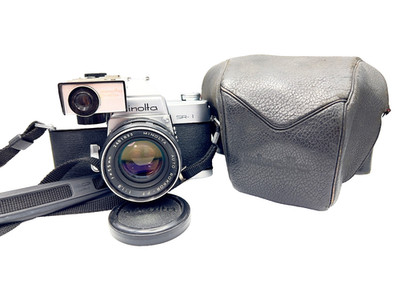 Minolta SR-1 SLR 35mm Film Camera Auto Rokkor PF 55mm F1.8 Meter SR-2 Case Strap
