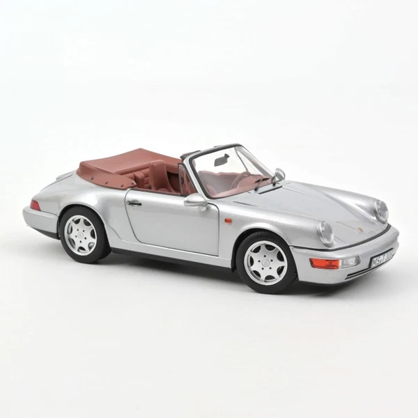 Norev 187330 1/18 Porsche 911 Carrera 2 Cabriolet 1990 Silber Modellauto-image