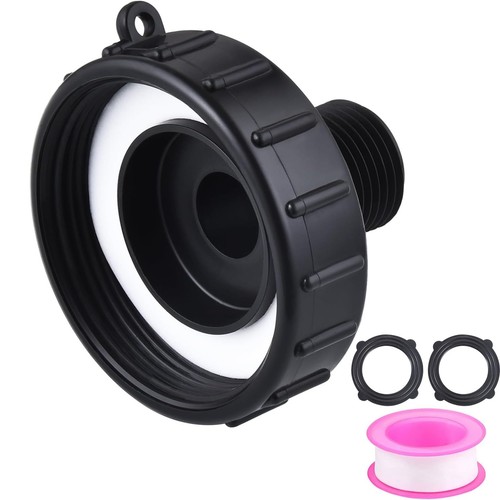 275 330 IBC Tote Tank Food Grade Drain Adapter, 2.44" (62mm) Fine Thread x 3/...