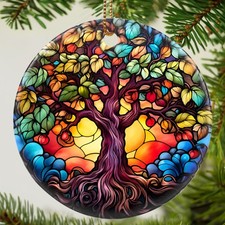 Tree of Life Christmas Ornament - Ceramic Keepsake for Christmas Tree - Hangi...