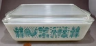 VINTAGE PYREX BLUE AMISH BUTTERPRINT REFRIGERATOR DISH +Lid #503 NICE CONDITION
