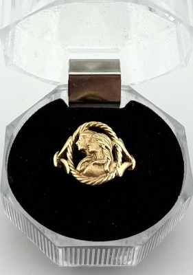 Vintage 70s Avon  The Lovers  Silhouette Ring -Gold tone Victorian Style Sz 5.25