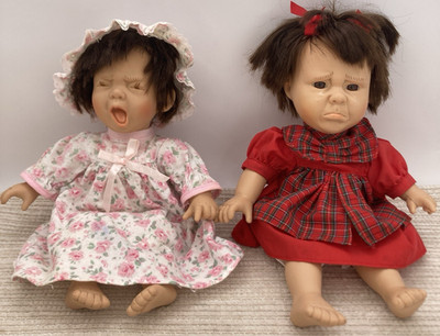 GI-GO Toys Vintage Emotion Girl Baby Dolls Lot of 2 Vinyl Soft Body 10''