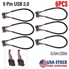 USB 2.0 Internal Motherboard Header Cable USB 9pin Female to Female 20in 6PCS