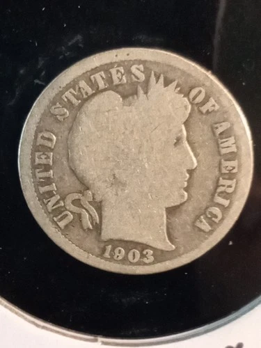 1903-S BARBER DIME KEY DATE SILVER COIN, HARD TO FIND COIN, LOW MINTAGE