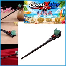 Handmade Ebony Wooden Vintage Leaves Hair Stick Carved Hair Pin 7.08" Chinese