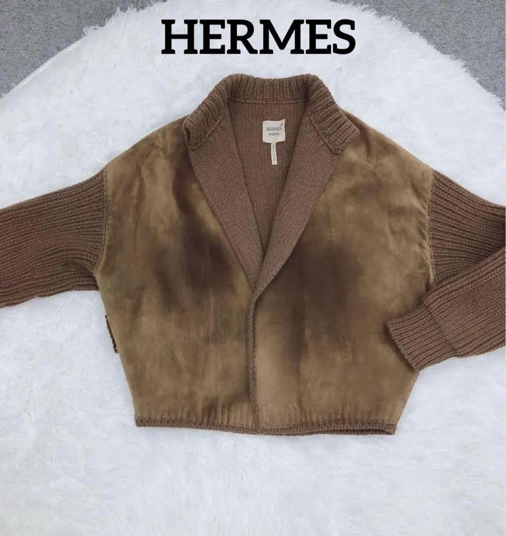 HERMÈS Hermes Giacca di Pelle Gaultier Cashmere Maglia Scamosciata