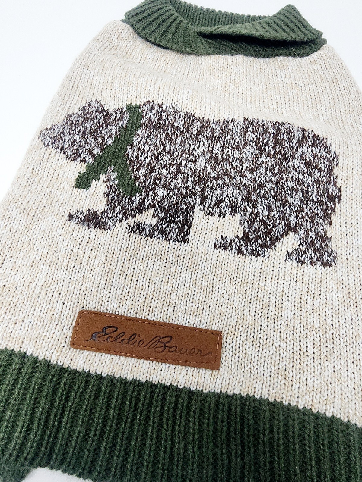 EDDIE BAUER Dog Sweater Pet Apparel Winter "CHOICE" Moose Bear Forest