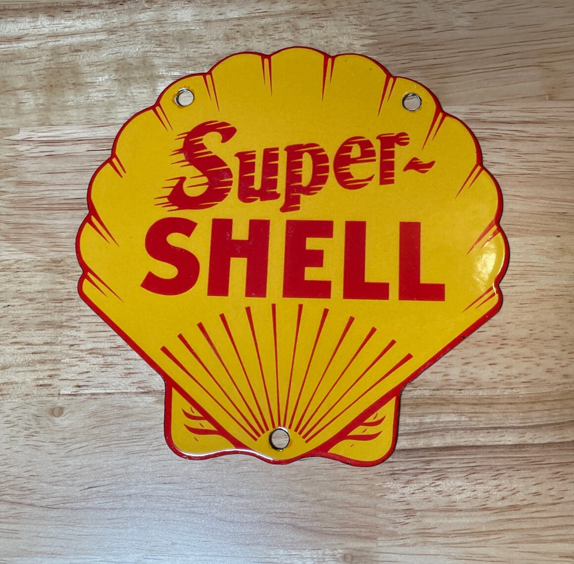 SUPER SHELL METAL PORCELAIN SIGN AUTO MOTOR OIL GAS STATION