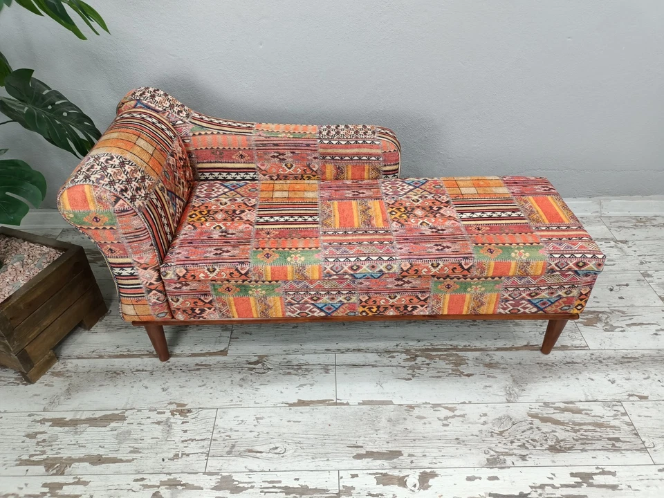 chaise lounge bohemio, sofá cama, banco con respaldo, sofá con almacenamiento Foto 3 de 4