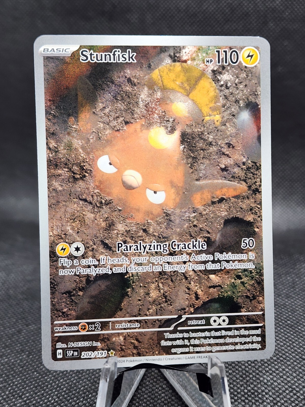 Pokemon Stunfisk Illustration Rare from Surging Sparks Set