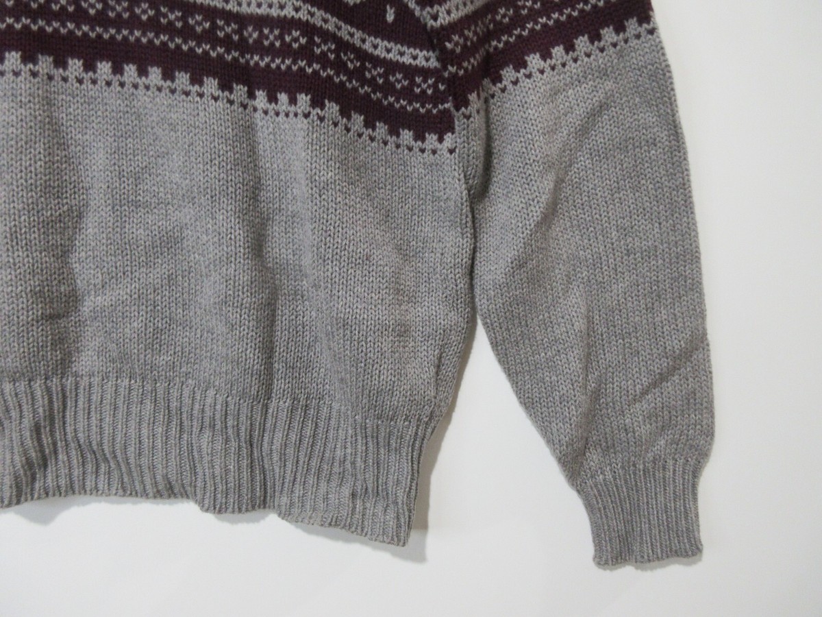 Pull Ben Sherman Mi-laine Rouge Motif Fair Isle - Mi-zip - Neuf Sans étiquettes