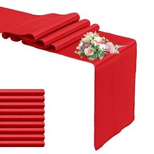 10 Pack 12x108 Inch Red Satin Table Runners Long for Wedding Birthday Party