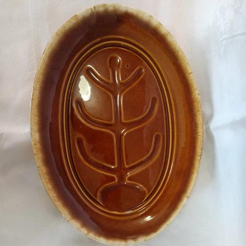Vintage Hull Pottery 14” Brown Drip Dish Oval Meat / Steak Serving Platter