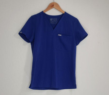 Figs Womens Tech Collection Catarina Scrub Top One Pocket Blue Size XS