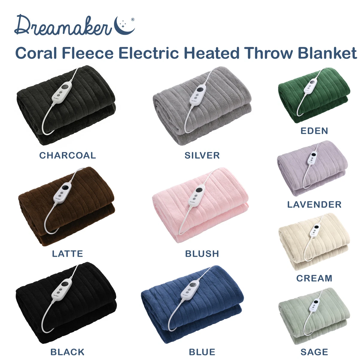 Dreamaker Electric Blanket Washable Heated Throw Rug Double Sided Coral  Fleece | eBay