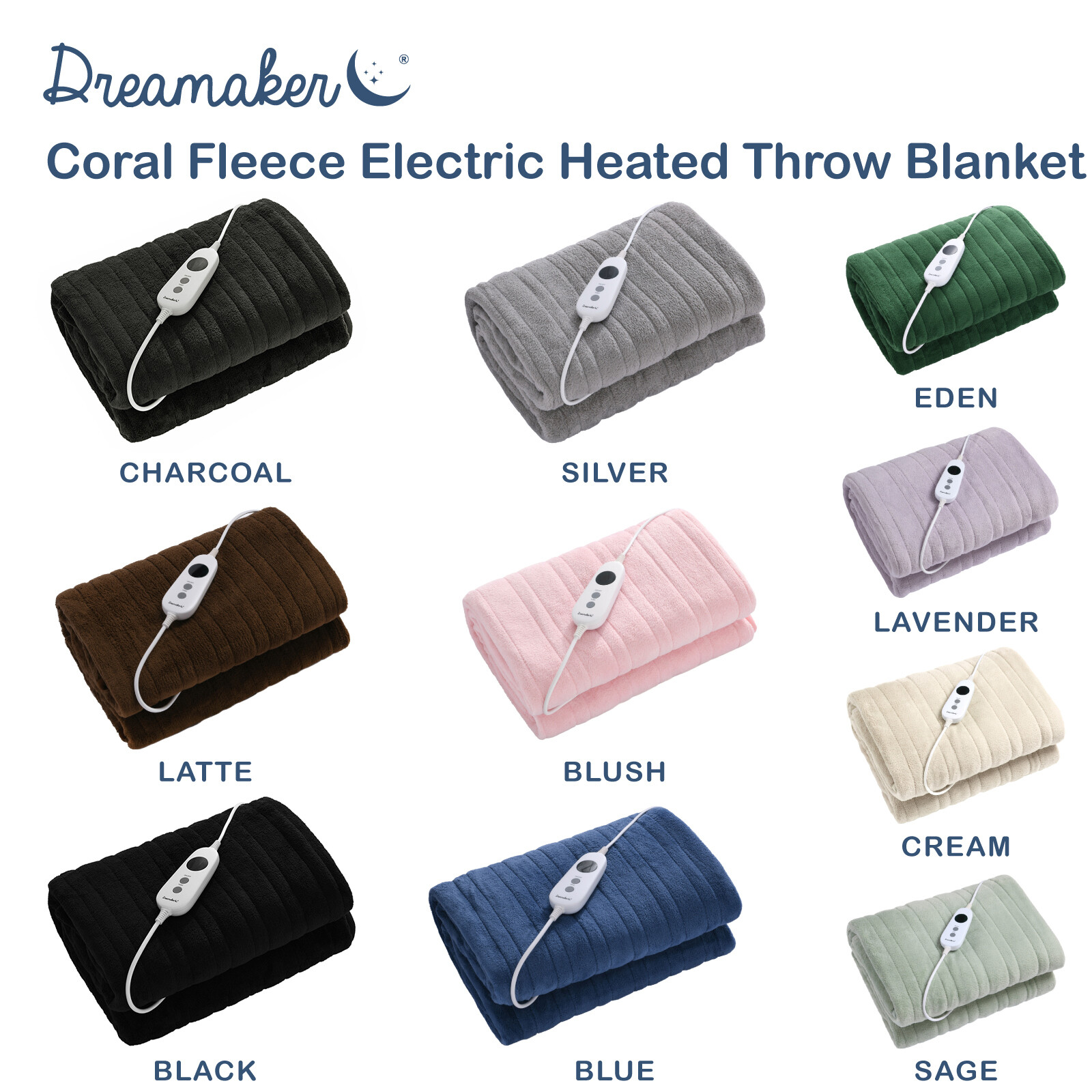 Dreamaker Electric Blanket Washable Heated Throw Rug Double Sided Coral  Fleece | eBay