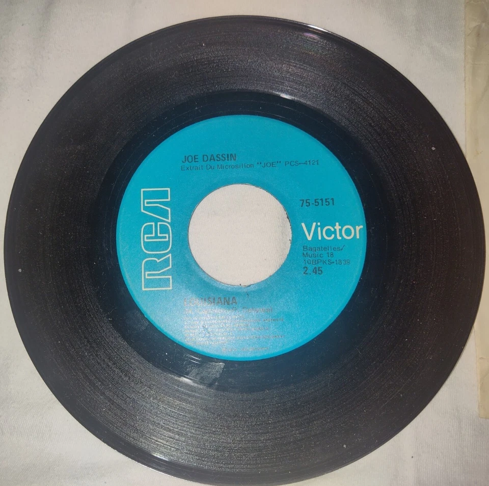 JOE DASSIN 7" EP LE MOUSTIQUE/ LOUISIANA RCA-VICTOR USED ONLY EP NO SLEEVE  - Image 2 of 3