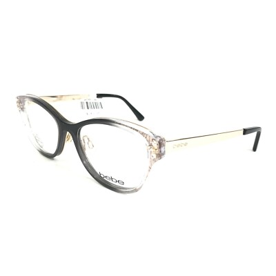 Bebe Eyeglasses Frames BB5168 001 Black Gold Clear Crystals  display picture 3