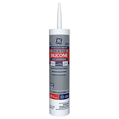 GE Silicone Tub and Tile Silicone White 100% Waterproof - 10.1 oz. case of 12