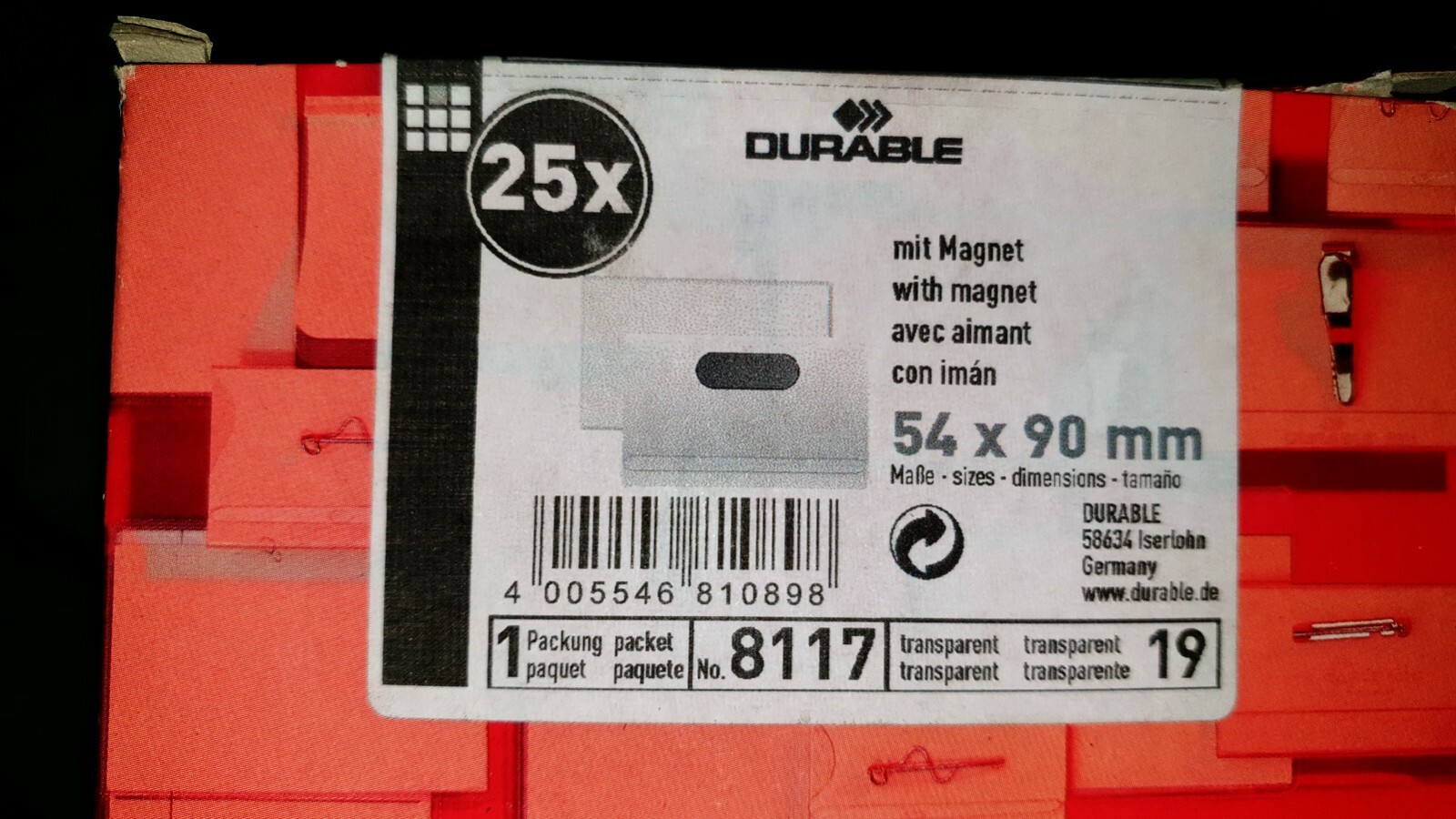 DURABLE 8117-19 = 25 x Magnetic NAME BADGES 54x90 GENUINE SEALED NEW
