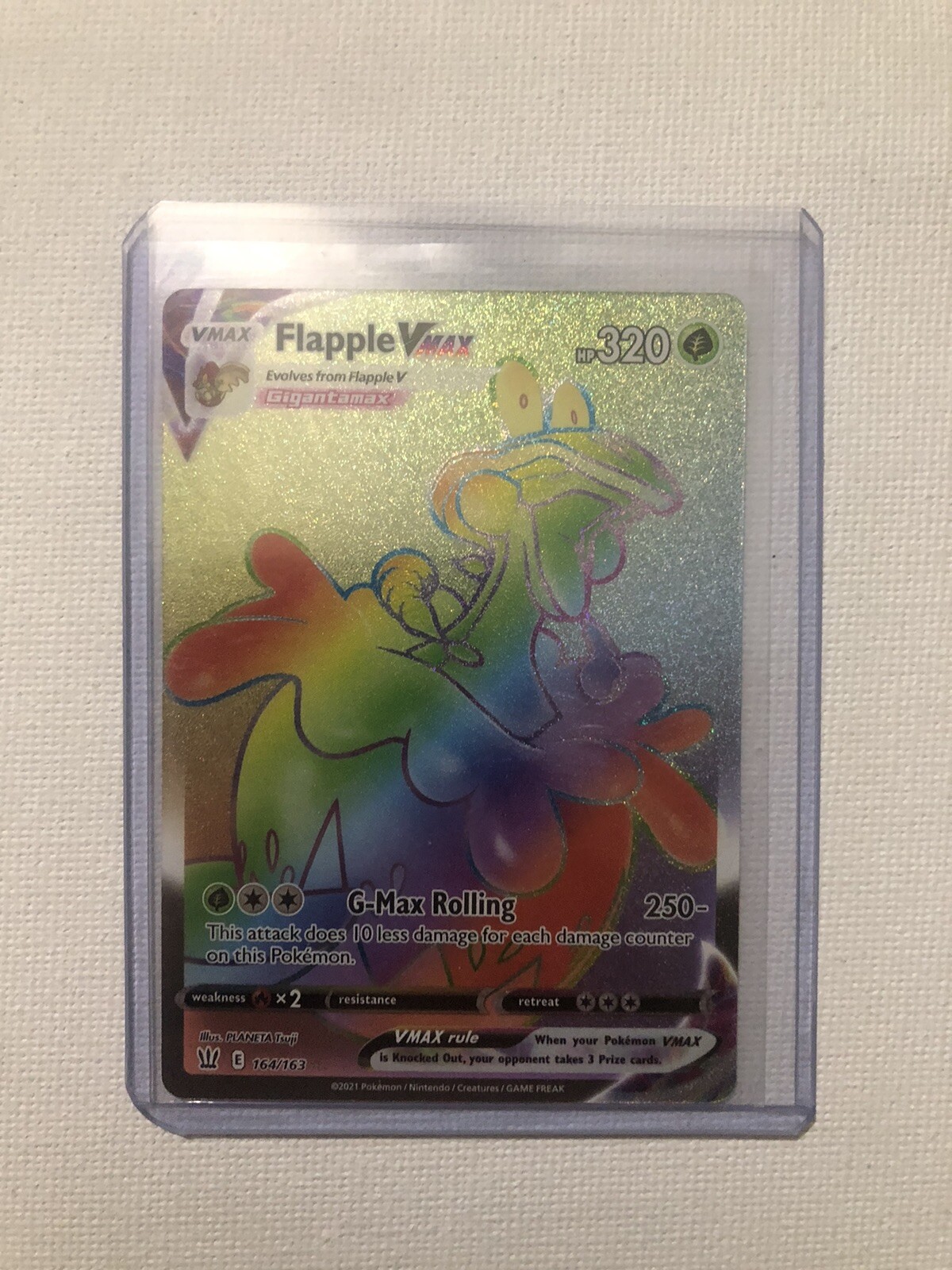 Flapple Vmax 164/163 Battle Styles NM Full Art Secret Rainbow Rare Pokemon Card