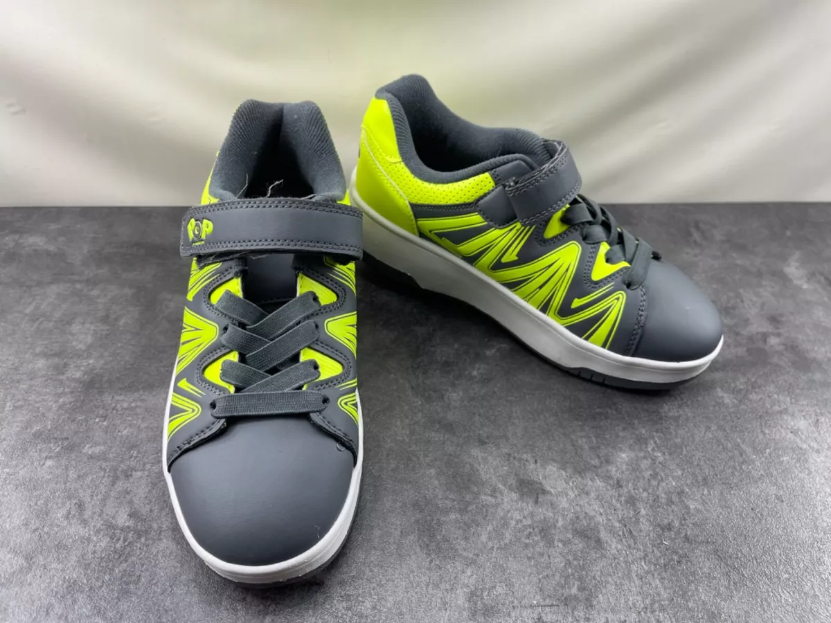Heely Pop Burst Junior Youth Kids Skate Shoes Gray Yellow 5Y